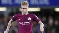 6. Kevin De Bruyne (Manchester City) – Kemampuannya menembus pertahanan lawan membuatnya menjadi salah satu gelandang terbaik di dunia. Ratingnya di FIFA 20 akan tetap berada di angka 91. (AFP/Adrian Dennis)