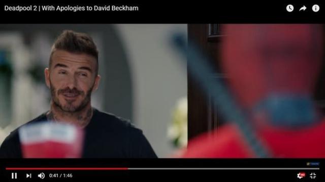 Cuplikan klip promo DEADPOOL 2 bersama David Beckham. © 20th Century Fox Youtube