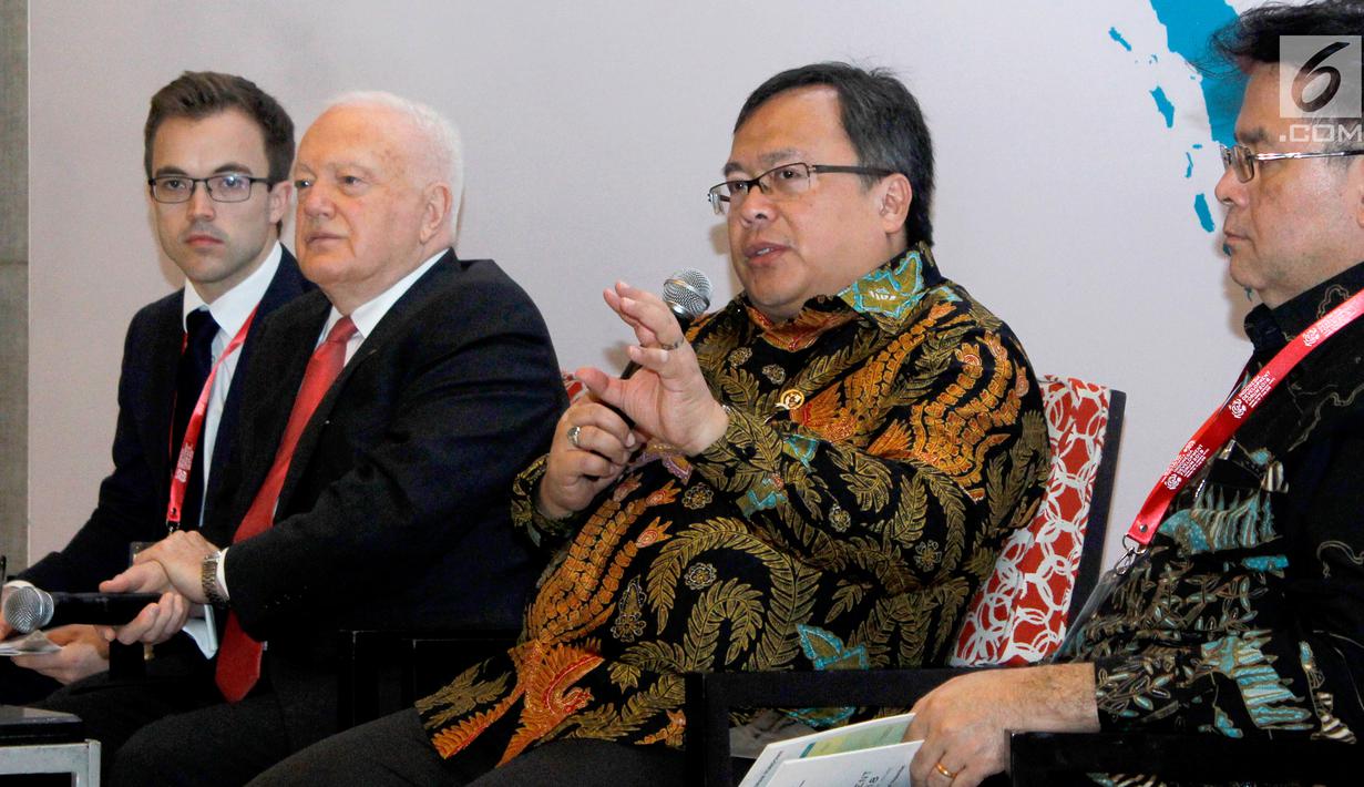 Menteri PPN / Kepala Bappenas, Bambang Brodjonegoro memberikan paparan pada IDF 2018 yang mengusung tema Terobosan untuk Mengatasi Kesenjangan Antar Wilayah di Seluruh Nusantara.di Jakarta, Selasa (10/7).(Liputan6.com/HO/Bappenas)