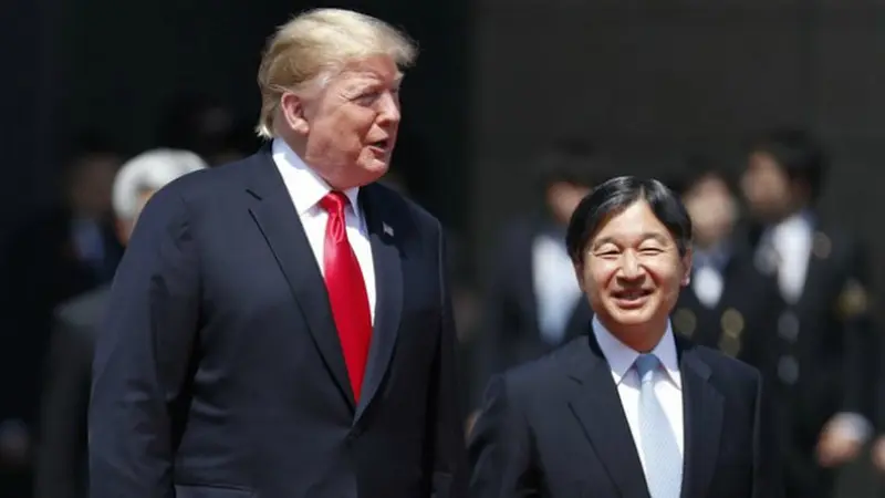 Presiden AS, Donald Trump dan Kaisar Jepang, Naruhito (Pool / AFP PHOTO)