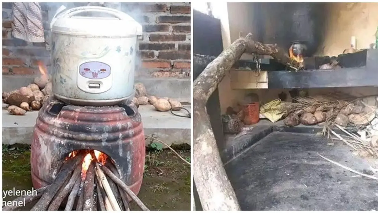 6 Potret Nyeleneh Orang Masak Pakai Kayu Bakar Ini Bikin Tepuk Jidat
