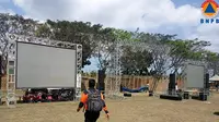 Tempat nobar Jokowi menyaksikan penutupan Asian Games 2018, di Lapangan Gunung Sari, Lombok Barat. (Liputan6.com/Loop/BNPB)