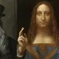 Potret Leonardo Da Vinci (kiri) dan Lukisan Salvatore Mundi (kanan). (Sumber: wikipediacommons)