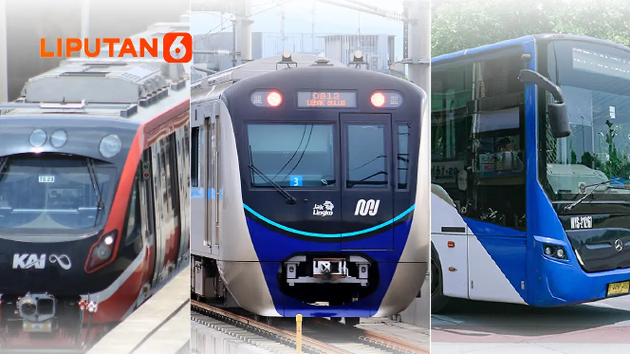 Banner Infografis LRT dan MRT hingga TransJakarta Gratis Saat Lebaran 2026.