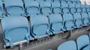Sistem pendingin udara terlihat di bawah tempat duduk penonton Stadion Al Janoub, Doha, Qatar, Senin (16/12/2019). Stadion Al Janoub dilengkapi dengan sistem pendingin udara berteknologi tinggi. (AP Photo/Hassan Ammar)