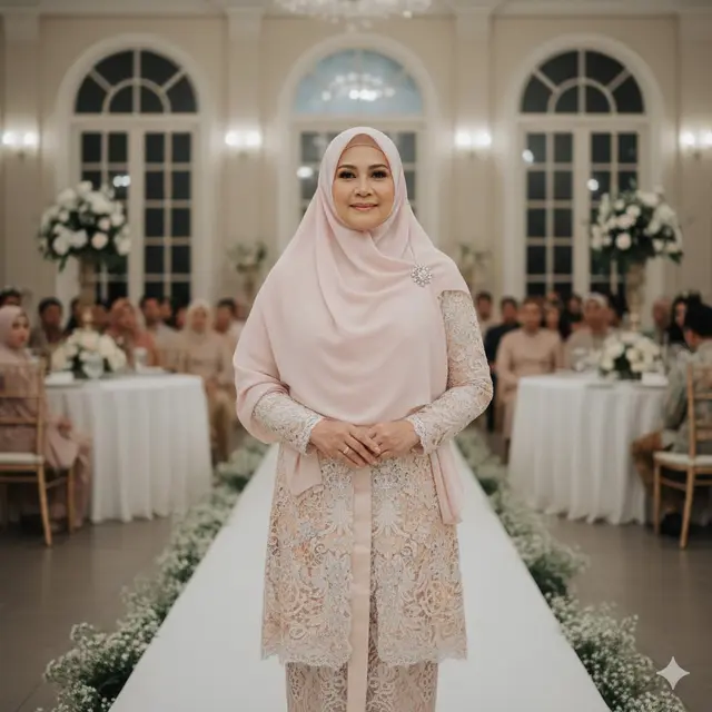 Kebaya Kutubaru Brokat Panjang (Gemini AI)