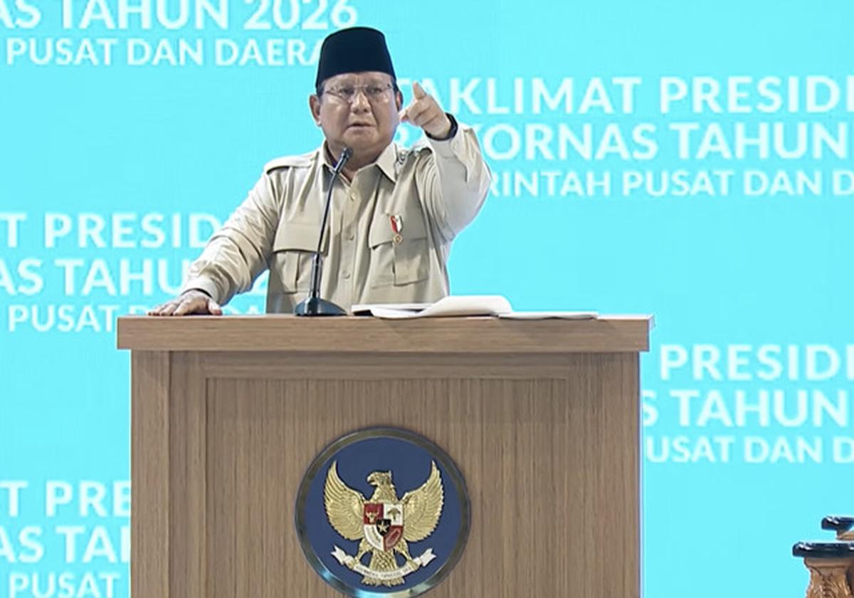 Presiden Prabowo beri taklimat Rakornas Pemerintah Pusat dan Daerah di Sentul. (istimewa)