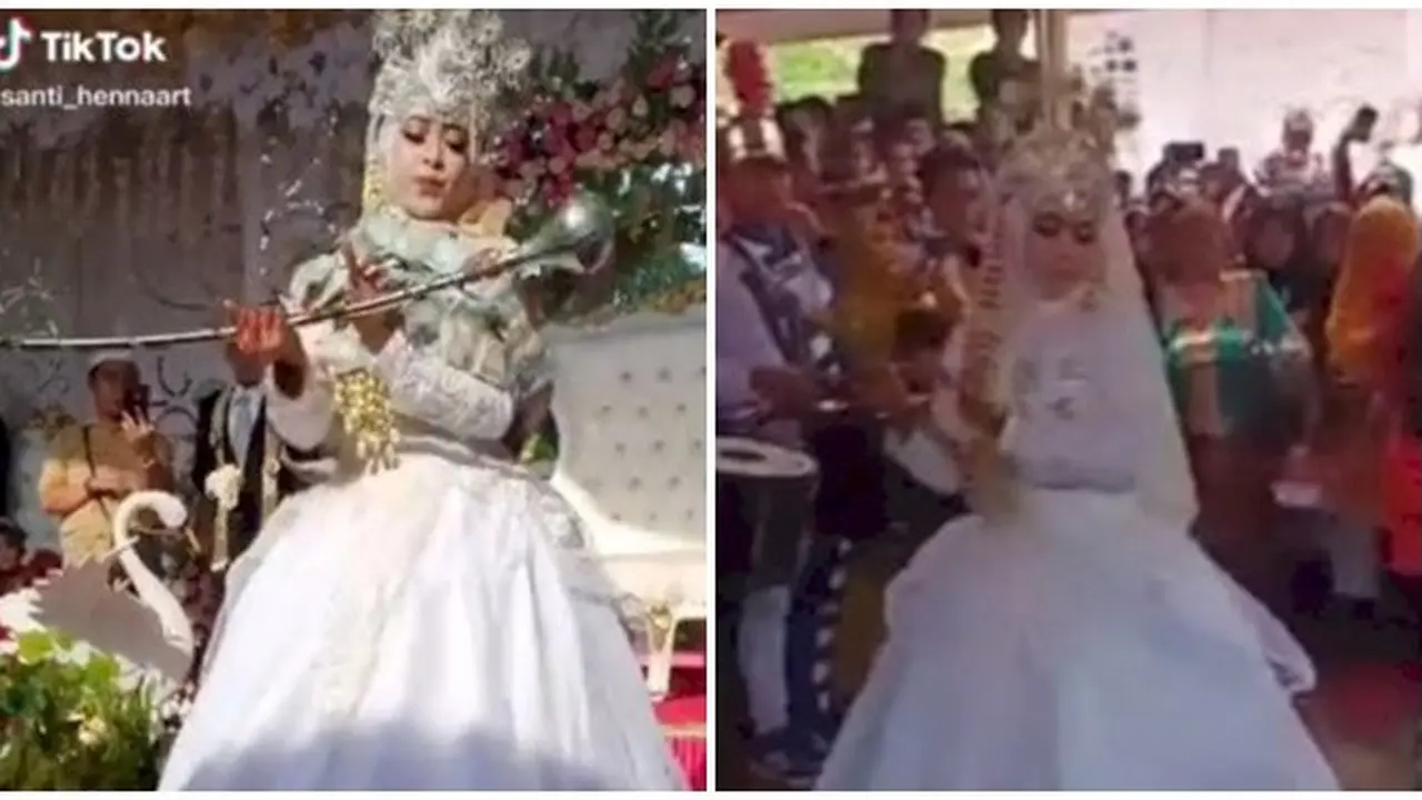 Viral Video Pengantin Wanita Main Mayoret di Acara Pernikahannya, Bikin Heboh