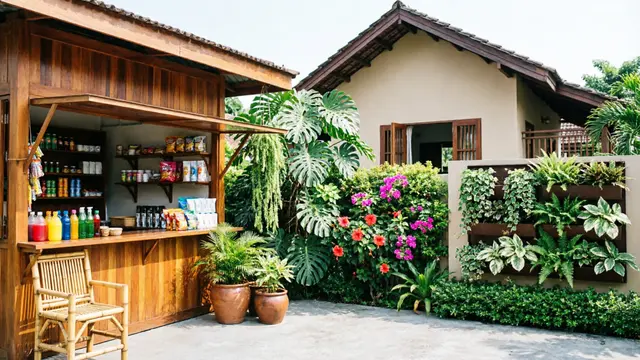 Desain Warung Depan Rumah yang Tetap Menjaga Privasi Penghuni (AI)