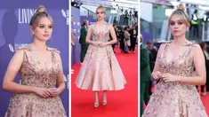 Foto kolase Aimee Lou Wood saat menghdiri pemutaran perdana film 'Living' selama Festival Film London 2022 di London, Minggu, 9 Oktober 2022. (Photo by Vianney Le Caer/Invision/AP)