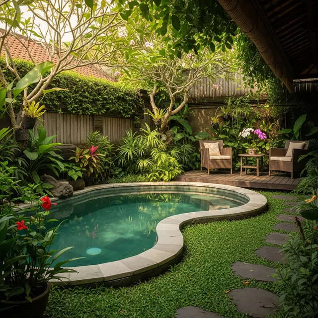 9 Ide Halaman Belakang Rumah dengan Kolam Renang Mini, Ciptakan Spot Relaksasi