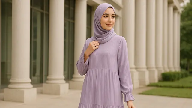 7 Pilihan Gamis Ruffle Layer Kekinian 2025, Tampil Lebih Stylish - Hot ...