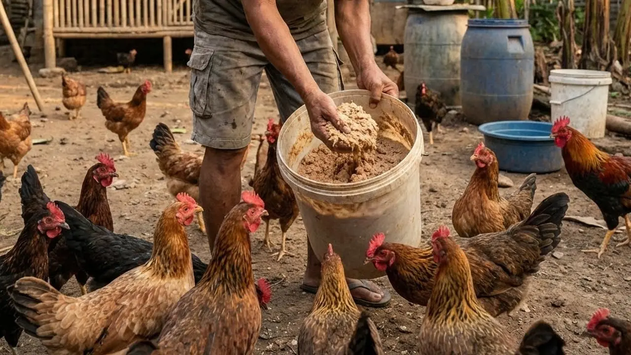 Pakan Campuran Nasi dan Dedak Padi (Gemini AI)