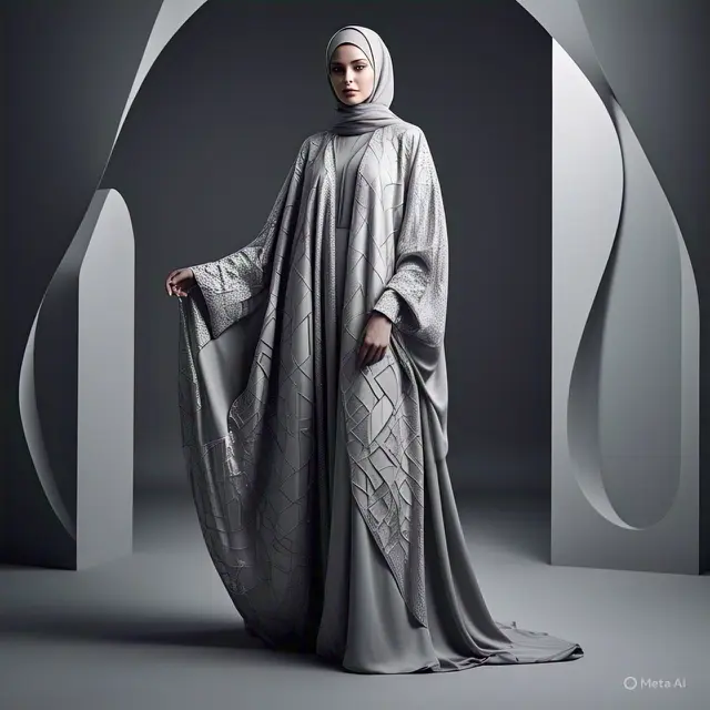 6. Abaya Monokrom Futuristik