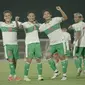 Egy Maulana Vikri, Evan Dimas, dan Kadek Agung ketika Timnas Indonesia melawan Oman di Dubai, Uni Emirat Arab (UEA). (PSSI)..