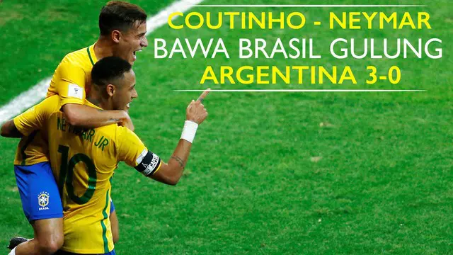 Coutinho - Neymar Bawa Brasil Mengalahkan Argentina 3-0