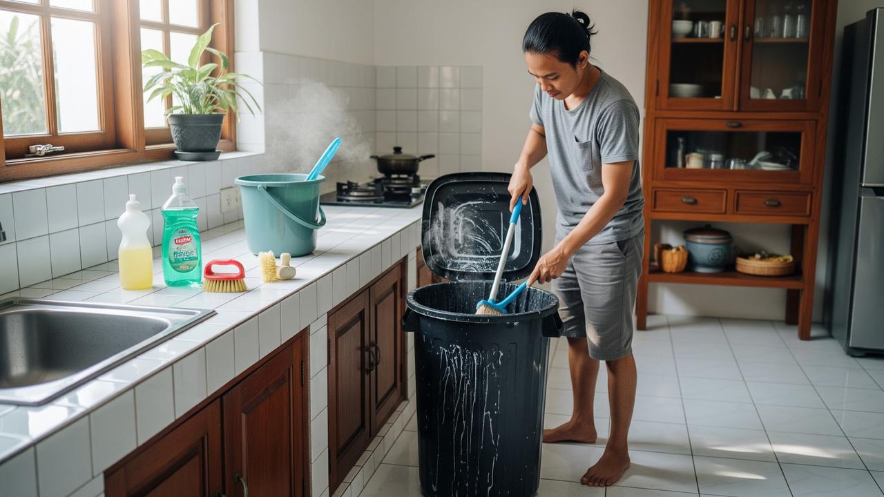 Cara Membersihkan Keranjang Sampah yang Mulai Berbau agar Kembali (AI Generated)