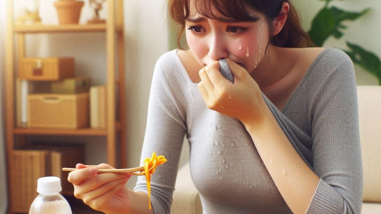 Ilustrasi Kepedesan Makan Seblak