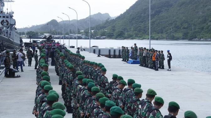 Gagah dan sangarnya pasukan TNI gelar apel siap amankan Laut Natuna dari kapal China. (Twitter @Puspen_TNI)