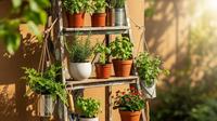 Cara Membuat Rak Tanaman dari Tangga Bekas. Foto: Gemini