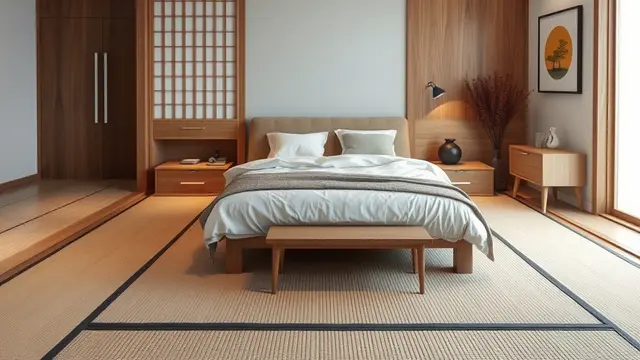 kamar tidur japandi (ilustrasi by qwen.ai)