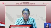 Kepala Pasar Modal, Bursa Karbon dan Keuangan Derivatif OJK Inarno Djajadi, dalam Konferensi Pers RDK Bulanan Februari 2024, secara virtual, Senin (4/3/2024). (Tira/Liputan6.com)