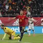 Gelandang Spanyol Santi Cazorla merayakan gol ke gawang Malta pada laga Grup F kualifikasi Piala Eropa 2020 di Ramon de Carranza, Cadiz. (AP Photo/Miguel Morenatti)