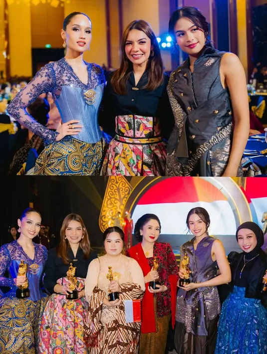 Cinta Laura, Maudy Ayunda dan Najwa Shihab kompak kenakan kebaya dan wastra saat terima penghargaan [@claurakiehl]