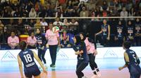 Petrokimia Gresik Pupuk Indonesia menumbangkan TNI AU Electric 3-1 (22-25, 25-23, 25-17, 25-18) pada laga final four Livoli Divisi Utama 2025 di GOR Ki Mageti, Magetan, Sabtu (11/10).&nbsp;(foto: PBVSI)
