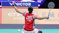 Pebulu tangkis tunggal putri Indonesia Putri Kusuma Wardani menaklukkan wakil Thailand Pornpawee Chochuwong pada partai kedua pertandingan perempat final Piala Sudirman 2025. Putri KW menang 21-1 dan 21-14 di Xiamen Fenghuang Gymnasium, China, Jumat (2/5).&nbsp;(foto: PBSI)