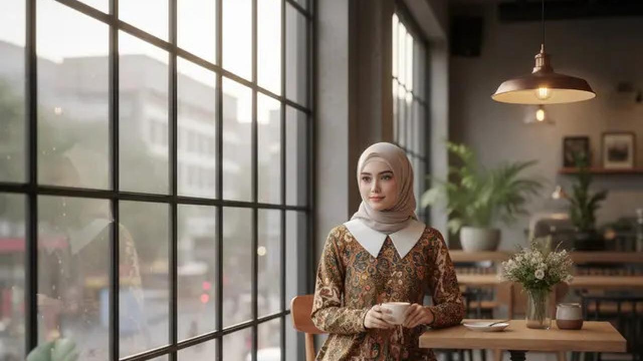 9 Gamis Batik Kombinasi Kain Polos Cocok untuk Pesta, Elegan Saat Kondangan
