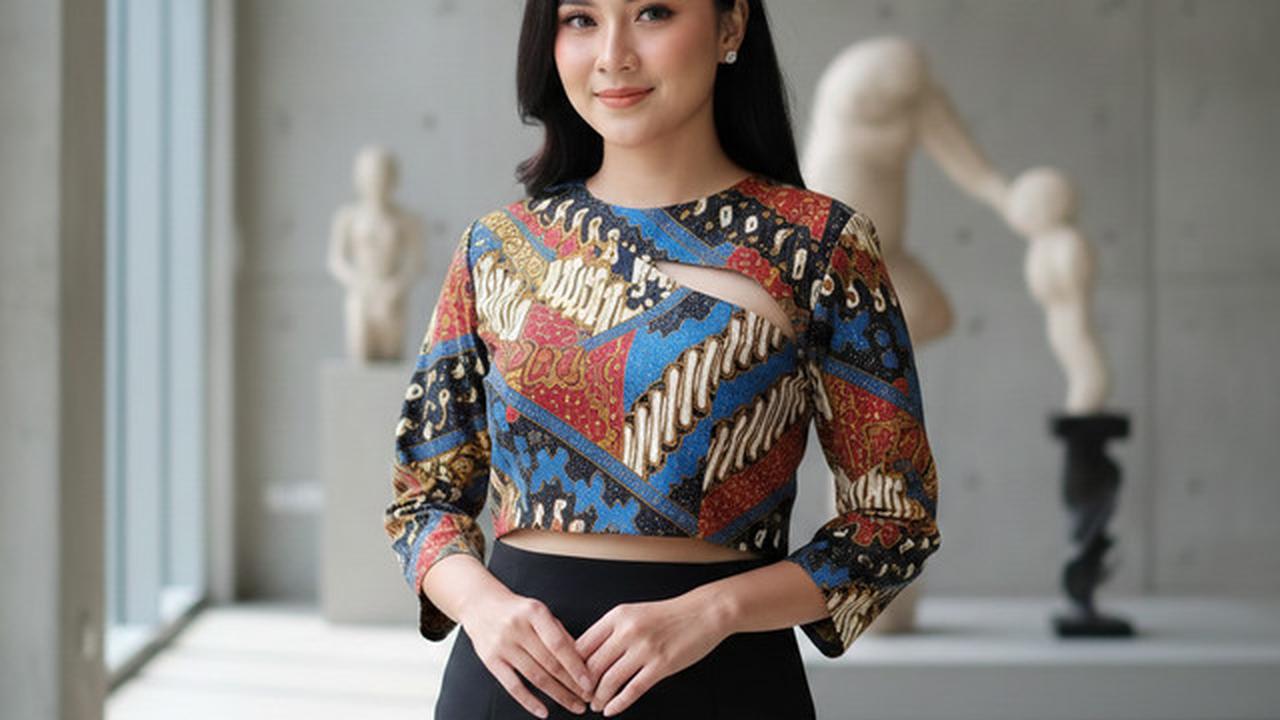 Model Atasan Batik Crop Cut dengan Rok High Waist