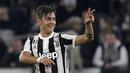 Ekspresi pemain Juventus, Paulo Dybala usai membobol gawang Spal pada lanjutan Serie A di Allianz Stadium, Turin, (25/10/2017). Juventus menang 4-1. (AFP/Miguel Medina)