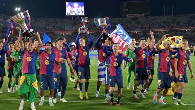 Kalah dari Villarreal, Barcelona Tetap Rayakan Gelar Juara LaLiga 2024/2025