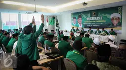 Suasana Mukernas II PPP di Kantor DPP PPP, Jakarta, Selasa (29/3/2016). Ketua Umum PPP, Djan Faridz menjanjikan umroh gratis untuk setiap pengurus DPC, DPW dan DPP sebagai bentuk syukur atas kemenangan partainya di MA. (Liputan6.com/Faizal Fanani)