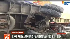 Kecelakaan ini terjadi setelah besi penyambung gandengan tiba-tiba terputus.