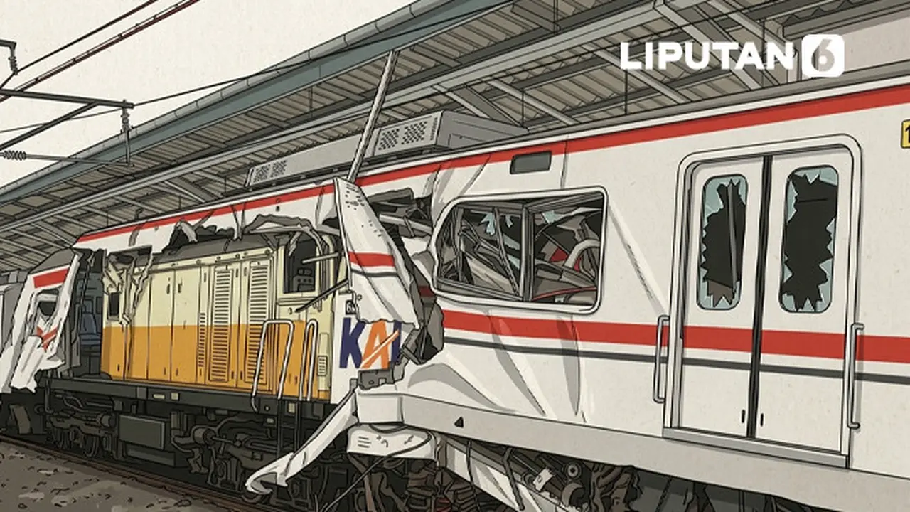 Banner Infografis Kecelakaan KA Argo Bromo vs KRL di Bekasi.