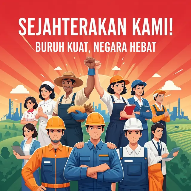 Contoh Poster Hari Buruh (Image by Gemini AI)