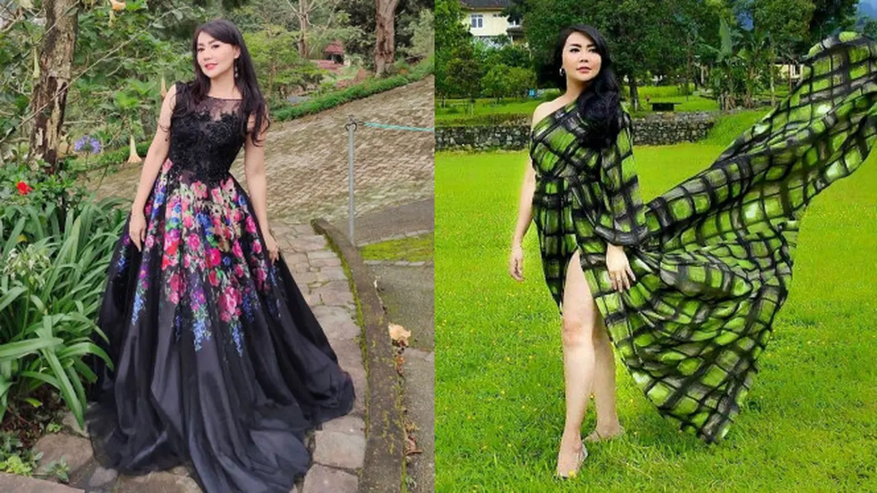 Gaya Pemotretan Thessa Kaunang Dengan Dress Panjang, Tampil Menawan