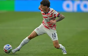 Aksi Christian Pulisic di laga pembuka grup D Piala Dunia 2026: Amerika Serikat vs Paraguay, Sabtu (13/6/2026) (AP Photo/Jayne Kamin-Oncea)