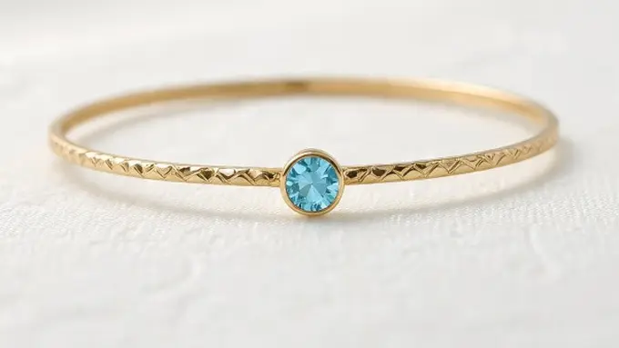 Model Gelang Bangle Tipis dengan Batu Permata di Tengah Tren Terbaru 2025 (Image by Meta AI)