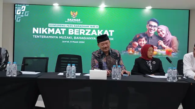 Badan Amil Zakat Nasional (Baznas) menggelar sesi konferensi pers Program pengumpulan dan pendistribusian Baznas untuk Bulan Ramadhan 1445 H