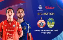 Nonton Siaran Langsung BRI Super League: Persija vs PSIM Jogja, Eksklusif di Vidio