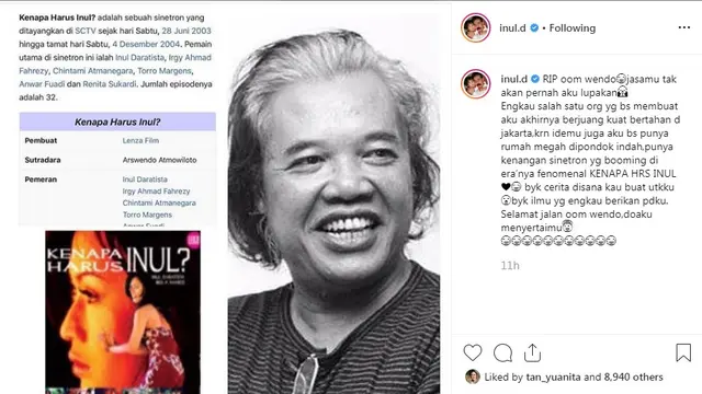 Inul Daratista berutang budi pada Arswendo Atmowiloto (Foto: Instagram/@inul.d)