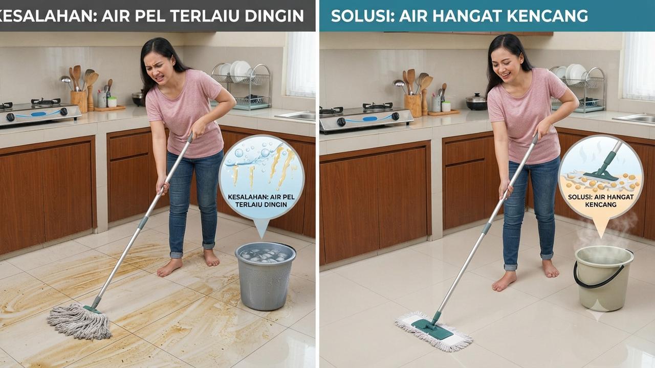 Menggunakan Air Pel Terlalu Dingin