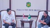 Wali Kota Medan, Bobby Nasution  saat menerima kunjungan Badan Perfilman Indonesia (BPI) di Balai Kota Medan, Rabu (13/9/2023). (Foto: Istimewa)
