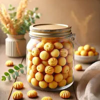 illustrasi nastar mini dalam toples copyright/ai generated