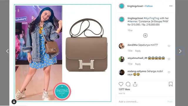 7 Koleksi Tas Mewah Ayu Ting Ting, Harganya Ratusan Juta