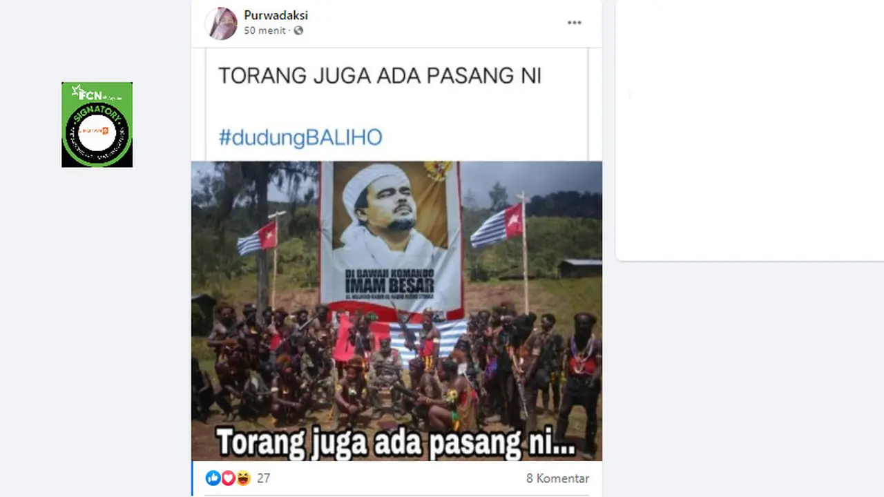 Cek Fakta Liputan6.com menelusuri foto OPM memasang baliho Rizieq Shihab