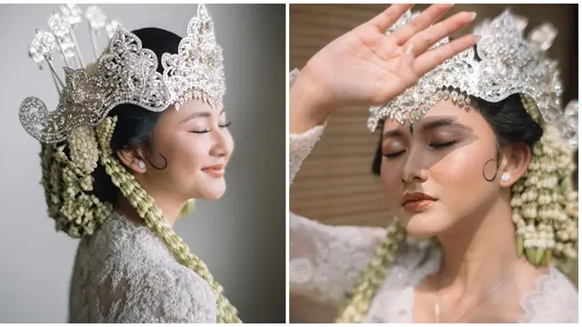 6 Potret Detail Busana dan Makeup Adinda Azani dari Akad Nikah hingga Resepsi